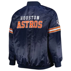 Houston astros pick roll full snap satin varsity jacket navy 1
