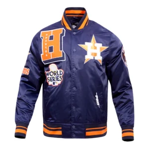 Houston astros retro satin mashup track jacket navy orange