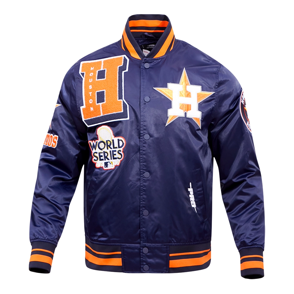 Houston astros retro satin mashup track jacket navy orange