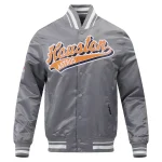 Houston Astros Script Tail Gray Satin Jacket