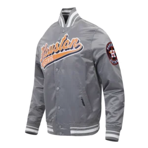 Houston astros script tail satin varsity jacket gray 2
