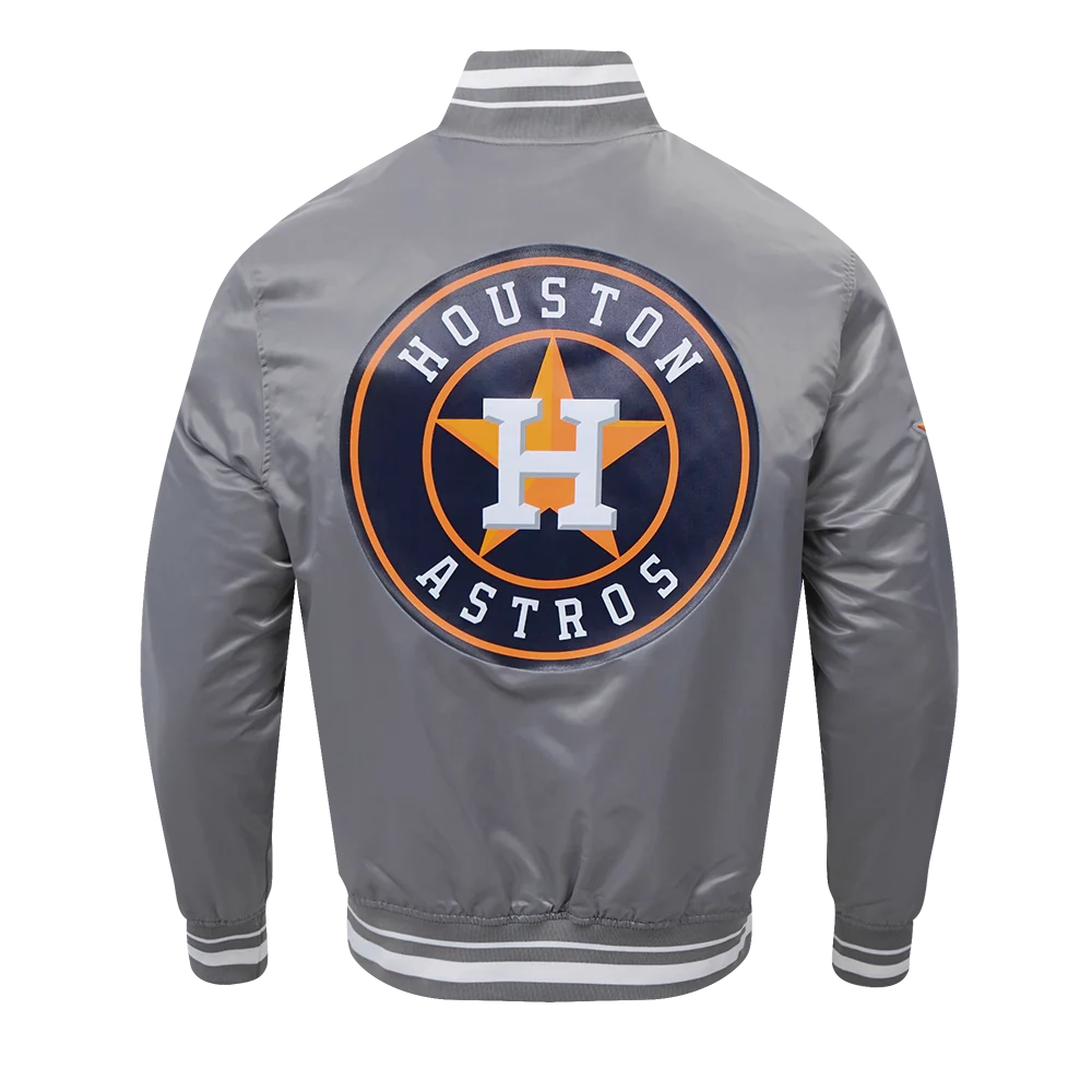 Houston astros script tail satin varsity jacket gray 3