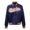 Houston astros script tail womens satin varsity jacket navy 2