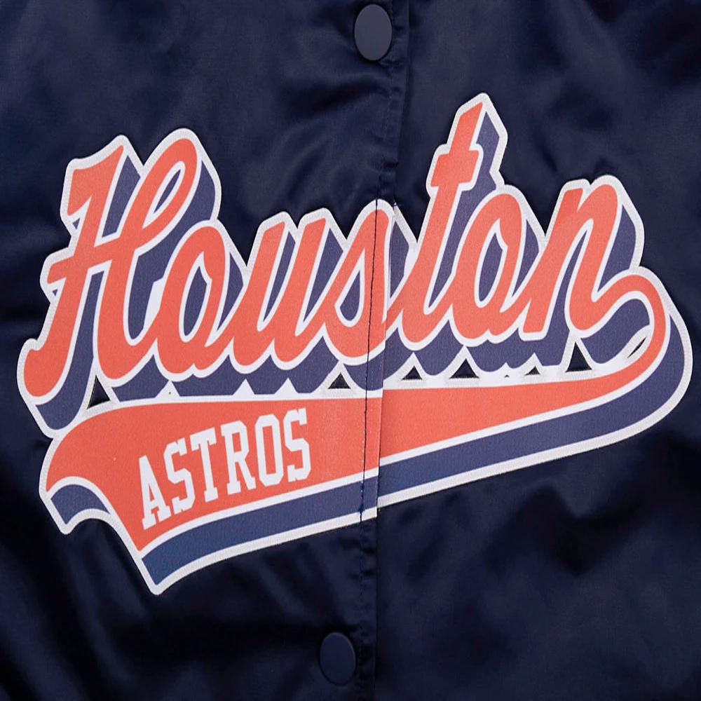 Houston astros script tail womens satin varsity jacket navy 5