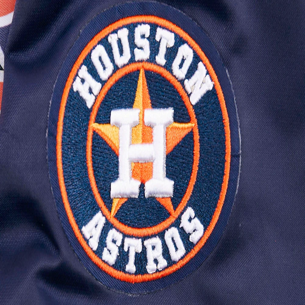Houston astros script tail womens satin varsity jacket navy 6