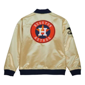 Houston astros team og 20 full zip satin varsity jacket gold 2