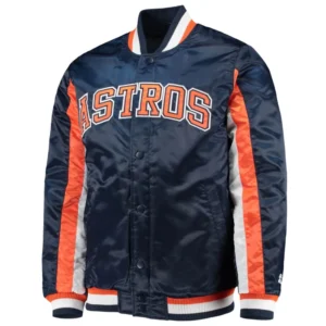 Houston astros the ace satin varsity jacket navy 2