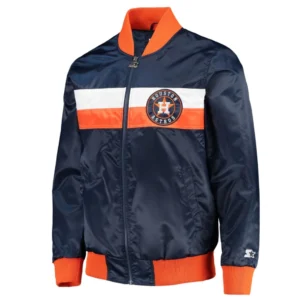 Houston astros the ambassador full snap satin varsity jacket navy 2