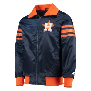 Houston astros the captain ii satin varsity jacket navy 1