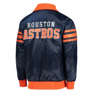 Houston astros the captain ii satin varsity jacket navy 2