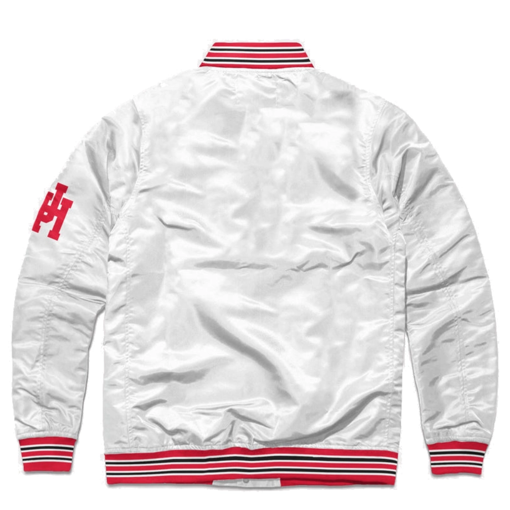 Houston cougars full snap satin varsity jacket white 1 1