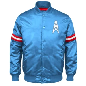 Houston oilers blue satin jacket