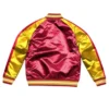 Houston rockets color blocked red gold satin varsity jacket