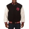 Houston rockets domestic two tone wool and leather jacket black white 1