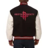 Houston rockets domestic two tone wool and leather jacket black white 2