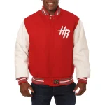 Houston Rockets Domestic Two Tone Red Wool/Leather Jacket