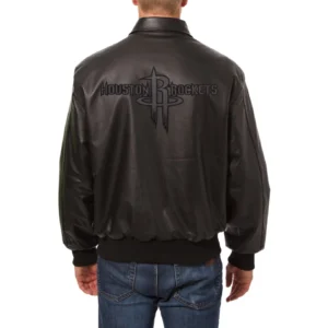 Houston rockets full leather bomber varsity jacket black 2
