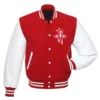 Houston rockets letterman wool leather varsity jacket redwhite 1 1