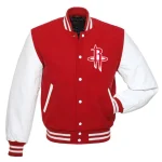 Houston Rockets Letterman Red Wool/Leather Jacket