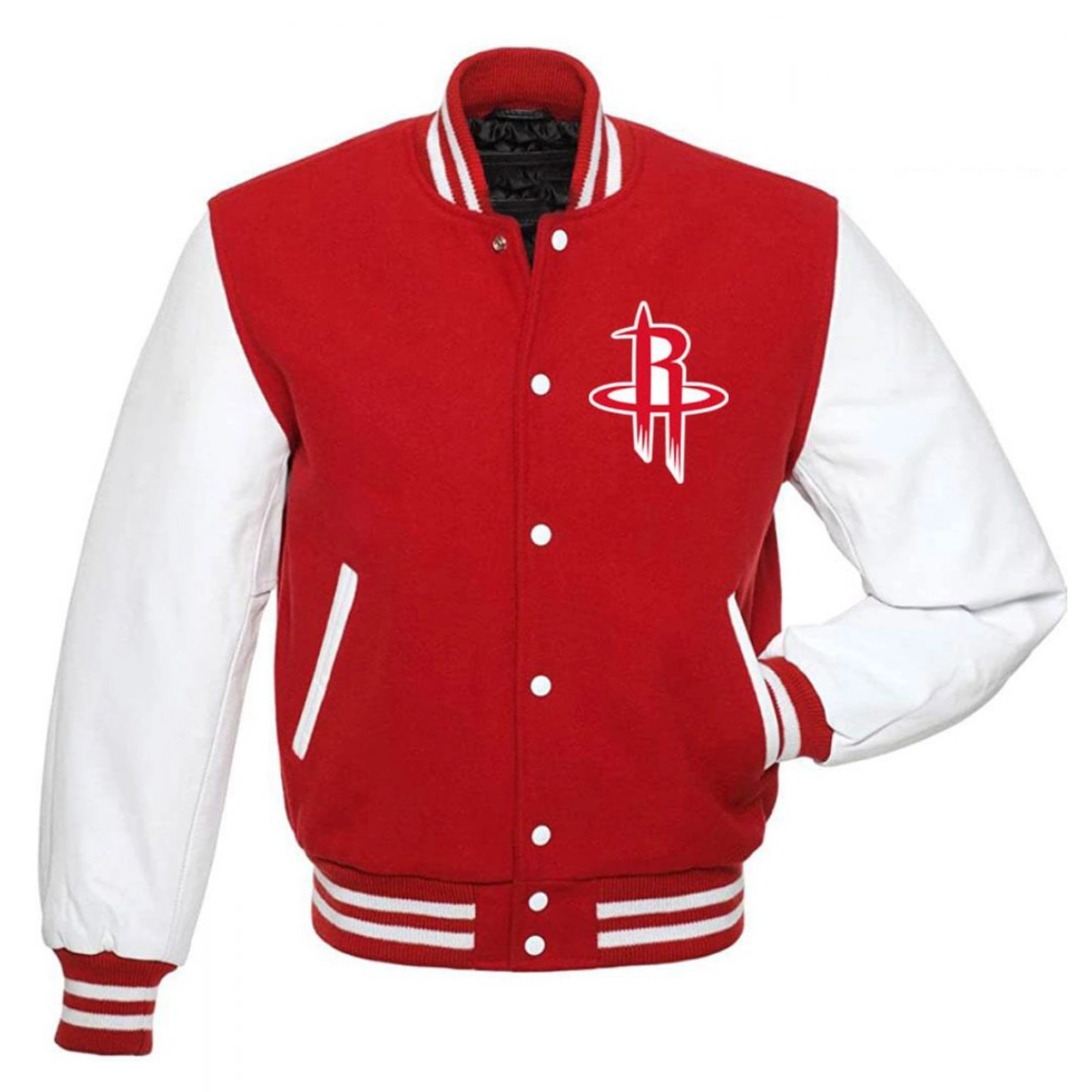Houston rockets letterman wool leather varsity jacket redwhite 1 1