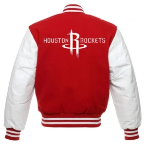 Houston rockets letterman wool leather varsity jacket redwhite 2 1