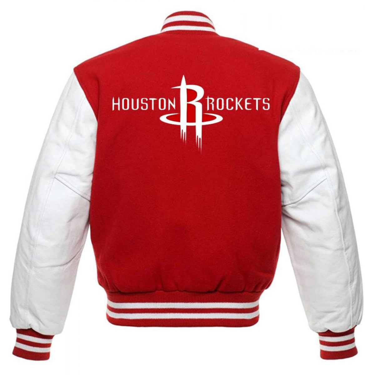 Houston rockets letterman wool leather varsity jacket redwhite 2 1