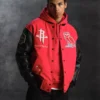 Houston rockets ovo nba wool leather varsity jacket