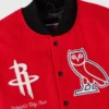 Houston rockets ovo x nba wool leather front detail