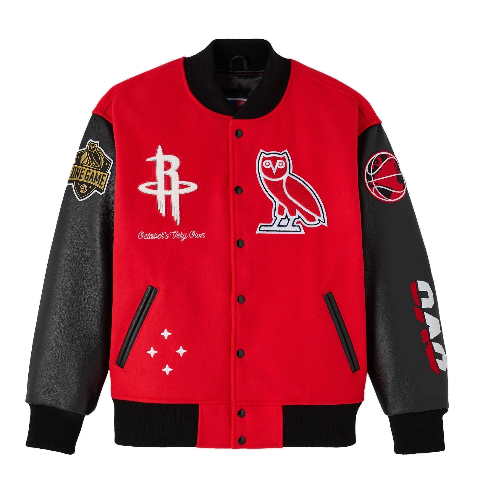 Houston rockets ovo x wool leather varsity jacket