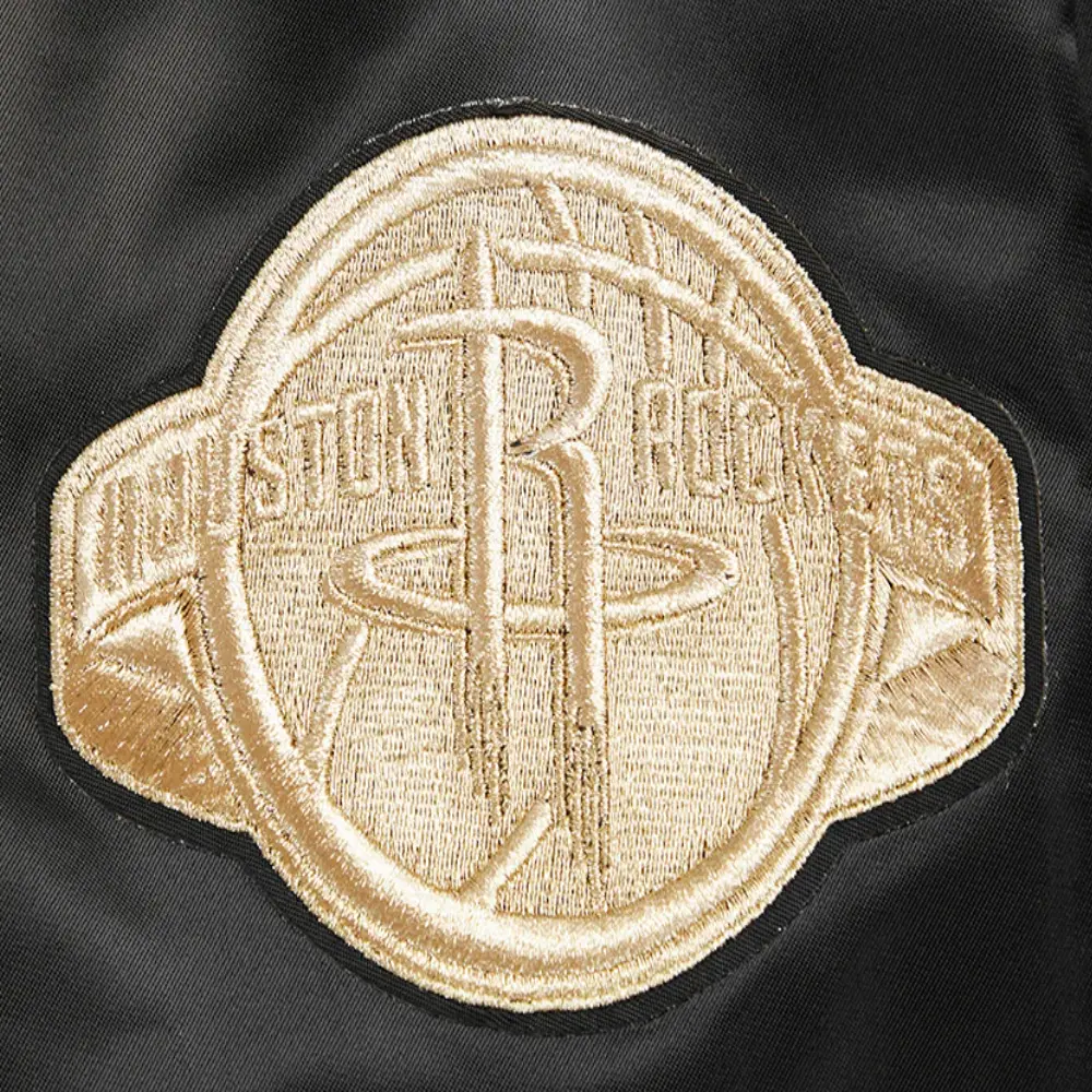 Houston rockets pro standard gold logo black satin varsity jacket 7