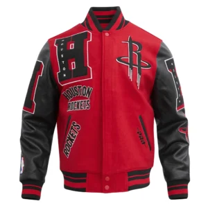 Houston rockets pro standard mashup wool and leather varsity jacket 2