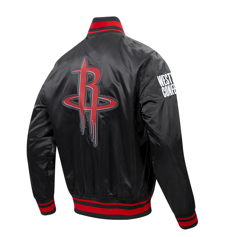 Houston rockets pro standard script tail black satin varsity jacket 3