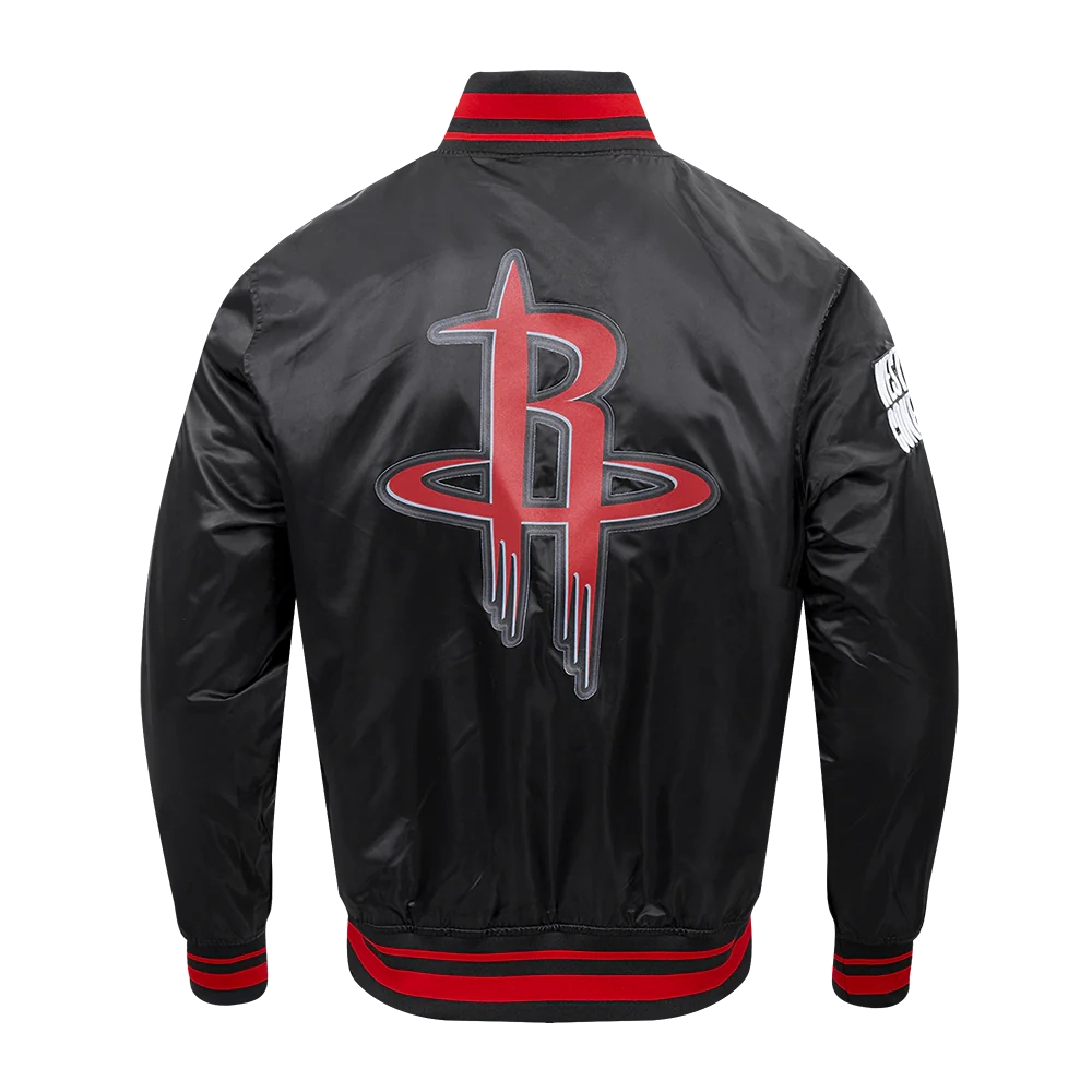 Houston rockets pro standard script tail black satin varsity jacket 4
