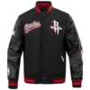 Houston rockets pro standard script tail black wool and leather varsity jacket 2