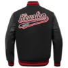 Houston rockets pro standard script tail black wool and leather varsity jacket 4