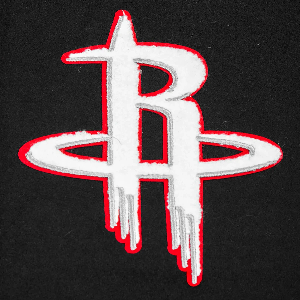 Houston rockets pro standard script tail black wool and leather varsity jacket 5