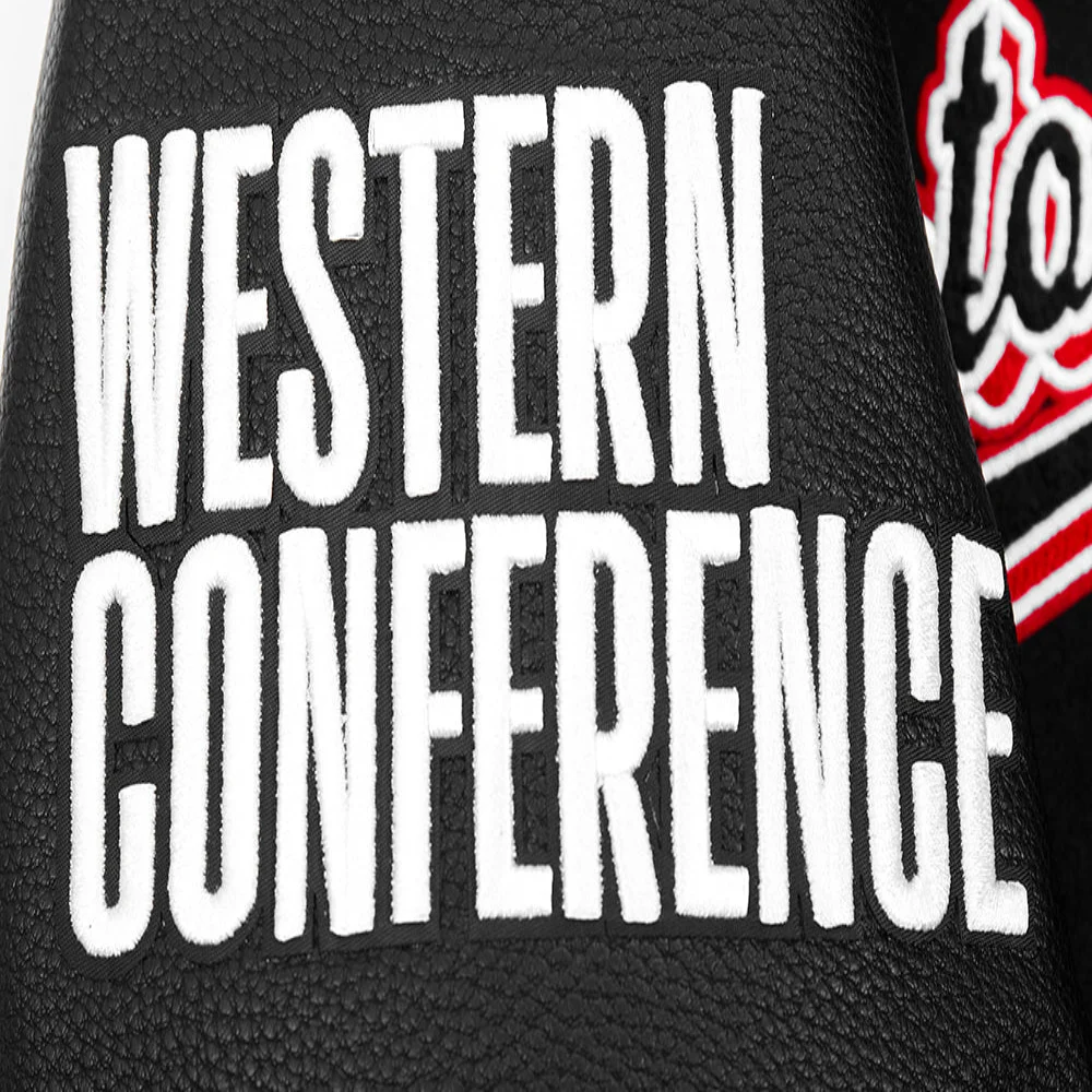 Houston rockets pro standard script tail black wool and leather varsity jacket 7