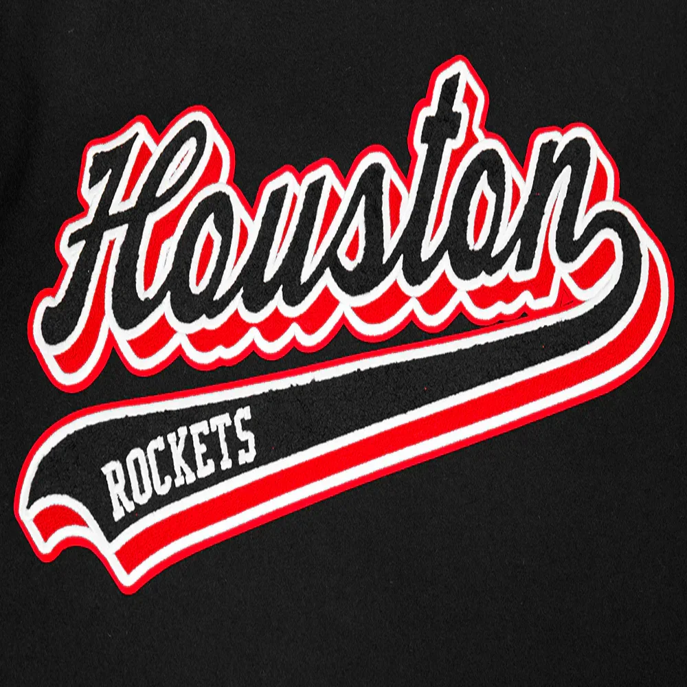 Houston rockets pro standard script tail black wool and leather varsity jacket 9