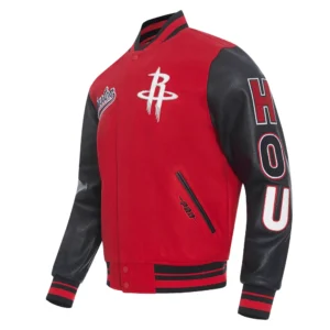 Houston rockets pro standard script tail wool and leather varsity jacket 1