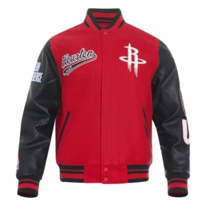 Houston rockets pro standard script tail wool and leather varsity jacket 2