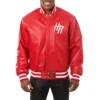 Houston rockets real leather varsity jacket red 1
