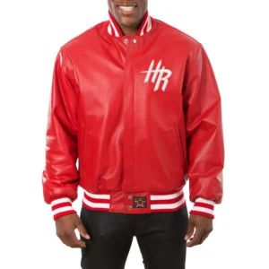 Houston rockets real leather varsity jacket red 1