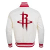 Houston rockets retro classic cream rib satin jacket
