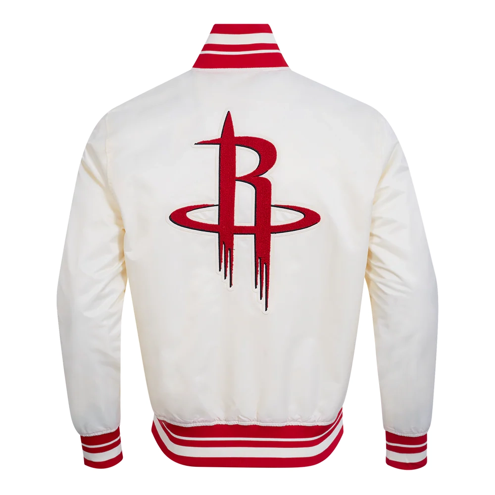 Houston rockets retro classic cream rib satin jacket