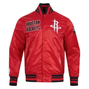Houston rockets retro classic red satin jacket