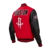 Houston rockets retro classic wool leather varsity jacket red black 3
