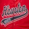 Houston rockets script full snap satin varsity jacket red 3