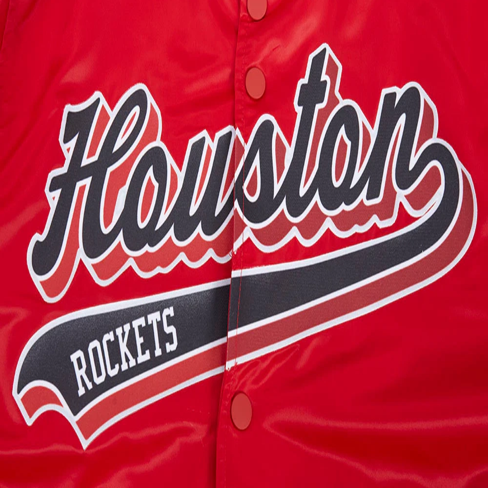 Houston rockets script full snap satin varsity jacket red 3