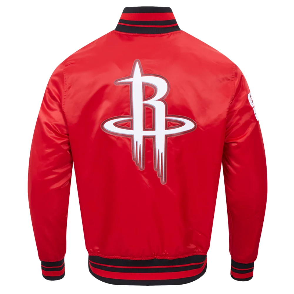 Houston rockets script full snap satin varsity jacket red 4