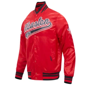 Houston rockets script full snap satin varsity jacket red 6